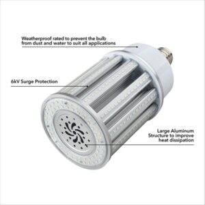 80W LED Corn Light Bulb - Replacement for Fixture 300W MH/ HPS/ HID - 5 Year Warranty - 6kV Surge Protection - (UL+DLC) - Image 4