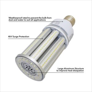 54W LED Corn Light Bulb - Replacement for Fixture 250W MH/ HPS/ HID - 5 Year Warranty - 4kV Surge Protection - (UL+DLC) - Image 7